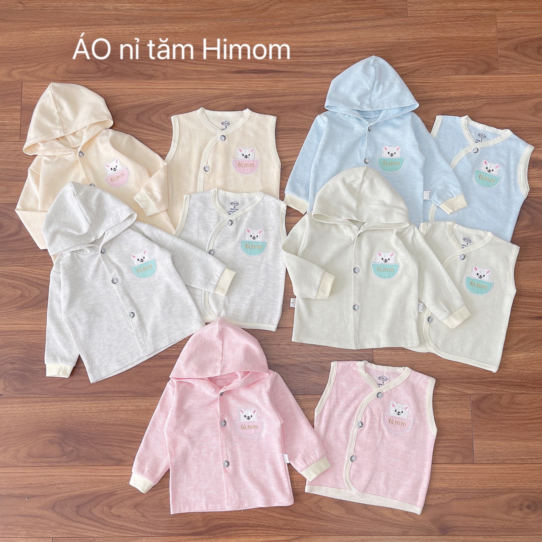 SET COMBO 1GILE +1 ÁO KHOÁC CÓ MŨ NỈ TĂM HIMOM CHO BÉ