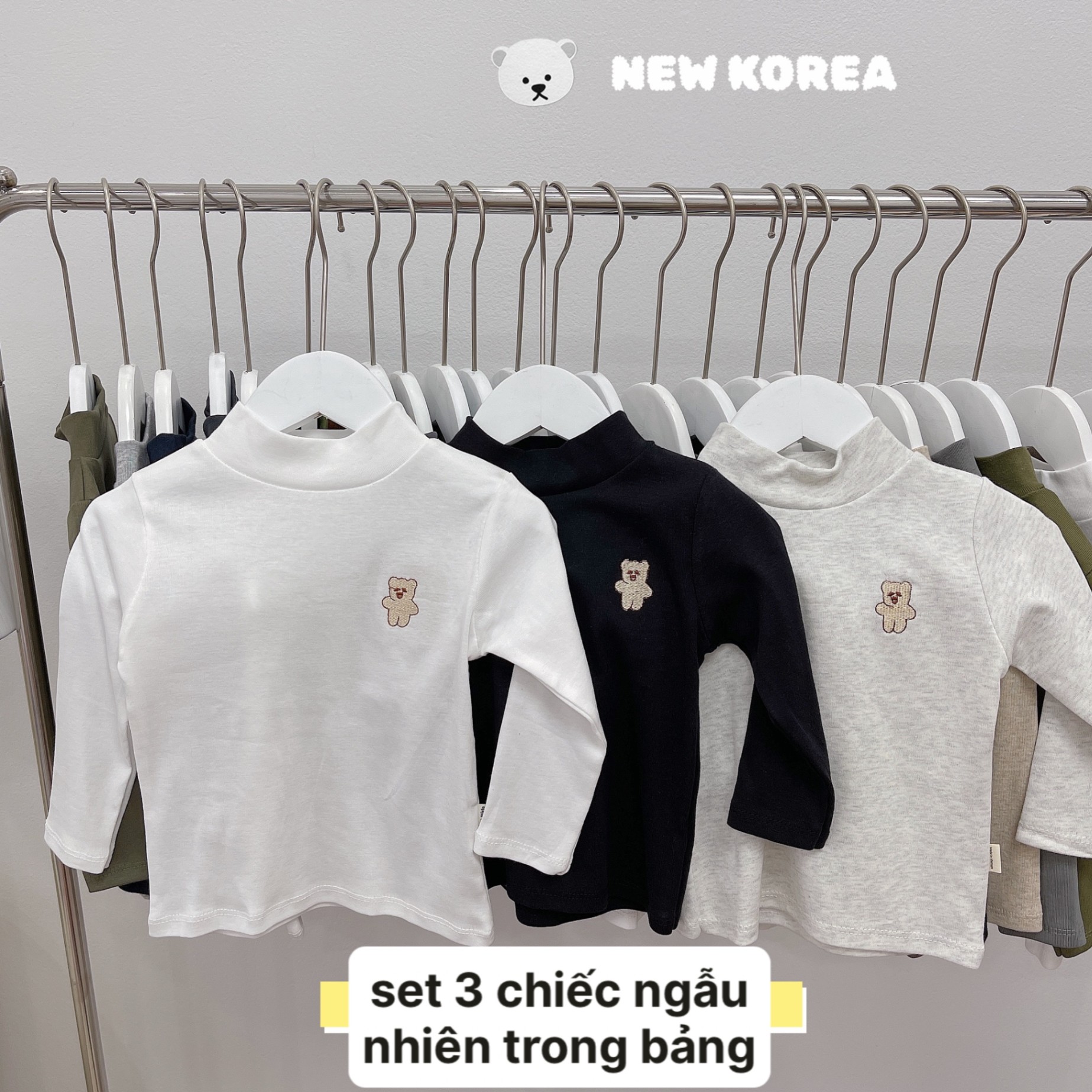 SET 3 ÁO GIỮ NHIỆT COTTON THÊU GẤU NGẪU NHIÊN