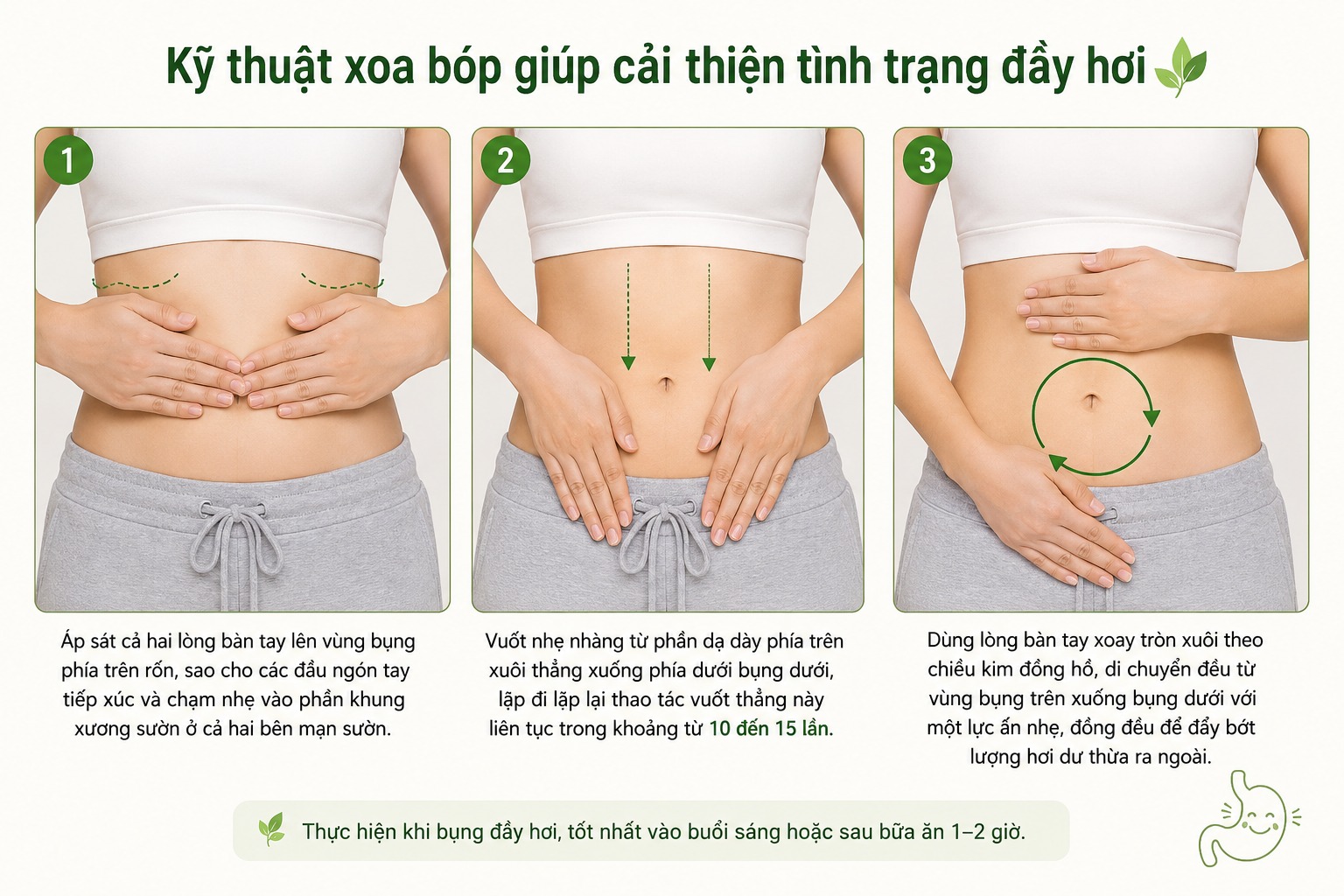 Kỹ thuật xoa bóp giúp cải thiện tình trạng đầy hơi