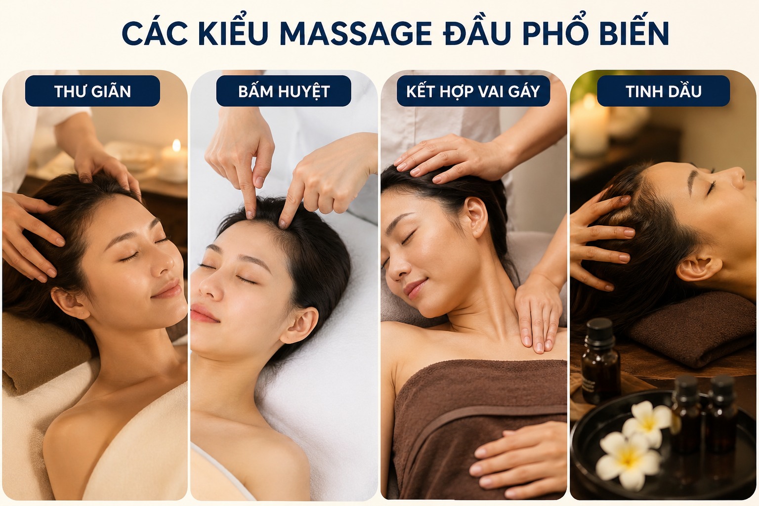 Các kiểu massage đầu phổ biến hiện nay