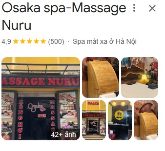 Massage nuru OSAKA nhận được 4.9 ⭐ trên Google Map