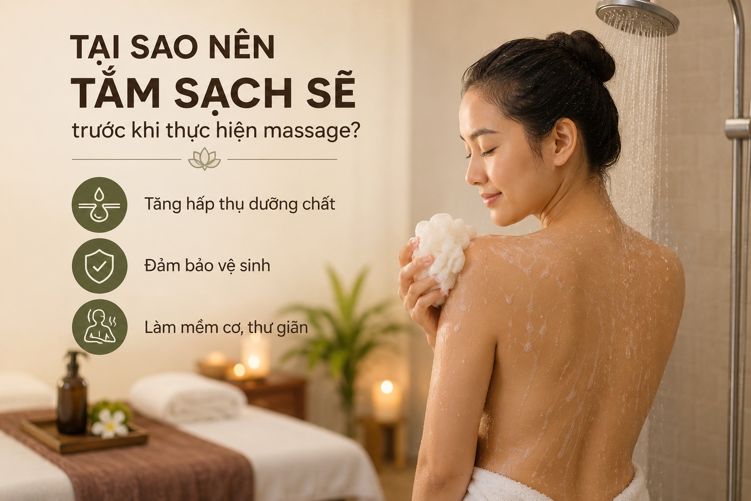 Tại sao nên tắm sạch sẽ trước khi thực hiện massage?
