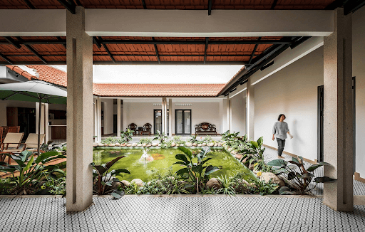 Thiết kế cổ điển kết hợp cây bonsai và đá tự nhiên