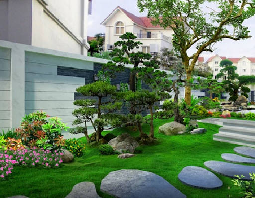 Tiểu cảnh khô kết hợp đá và cây bonsai nghệ thuật