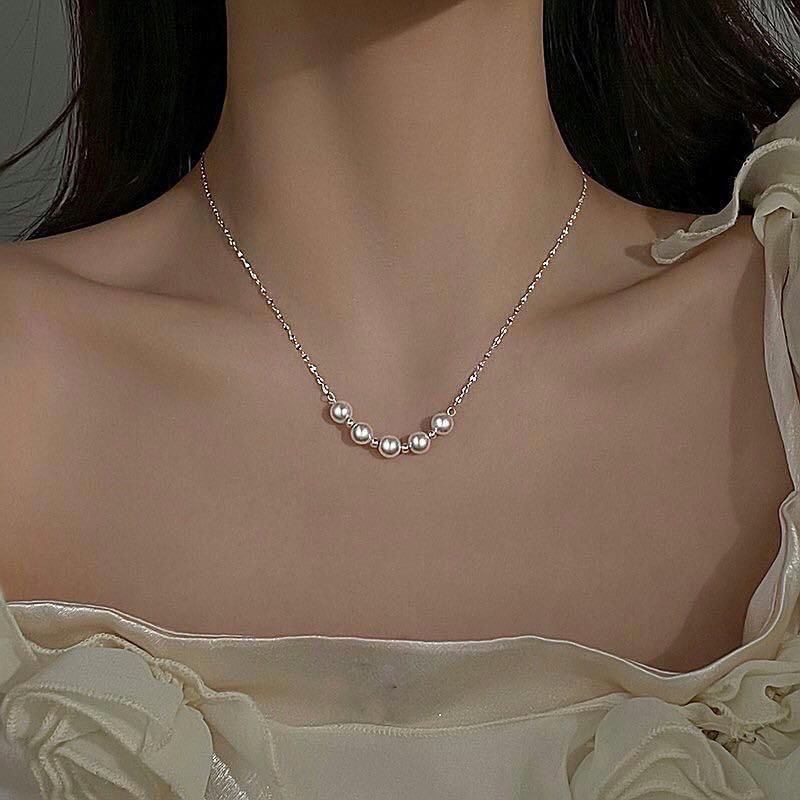 Dây chuyền 5 hạt trai pearl necklace HT BAZ