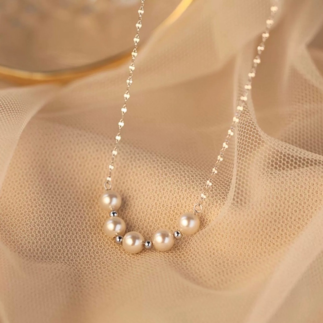 Dây chuyền 5 hạt trai pearl necklace HT BAZ