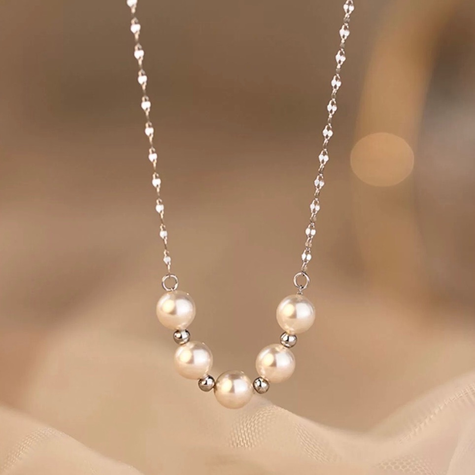 Dây chuyền 5 hạt trai pearl necklace HT BAZ