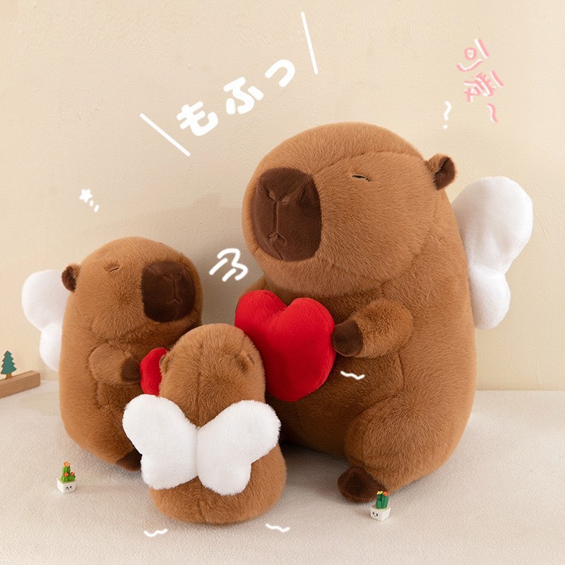 ĐG 50cm Capybara Cánh Trắng Ôm Tim