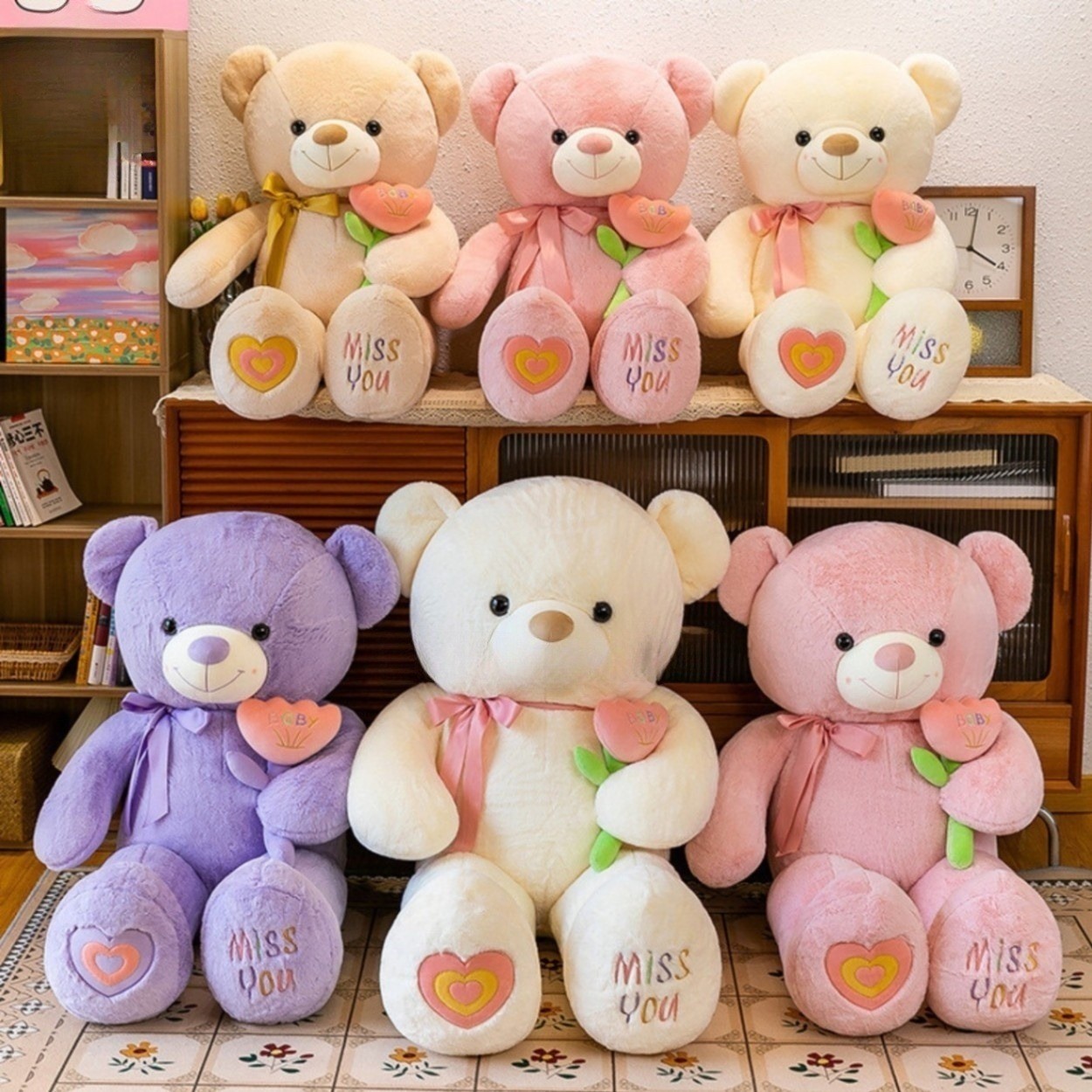 Teddy Nơ Cầm Hoa 1m2