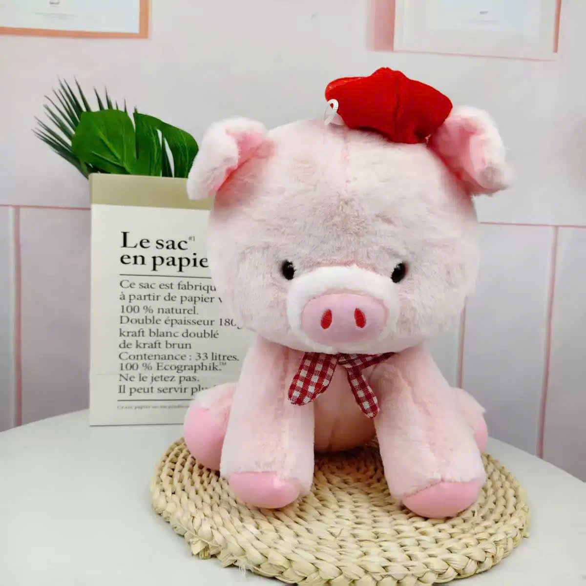 ĐG 30cm Heo Ngồi Mũ Đỏ