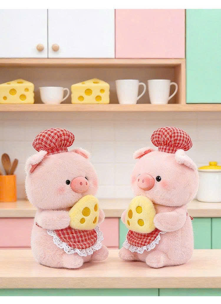 ĐG 50cm Heo Mũ Yếm Kẻ Cầm Cheese