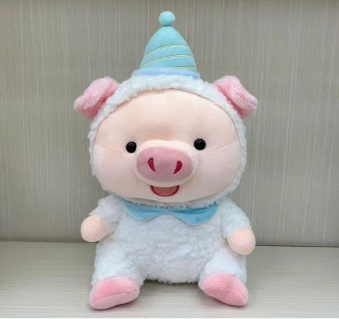 ĐG 50cm Heo Trắng Đội Mũ Xanh