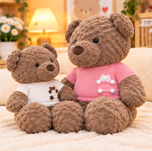 Gấu Teddy Lông Xoắn Áo Len Túi Gấu - 1m4 Nâu