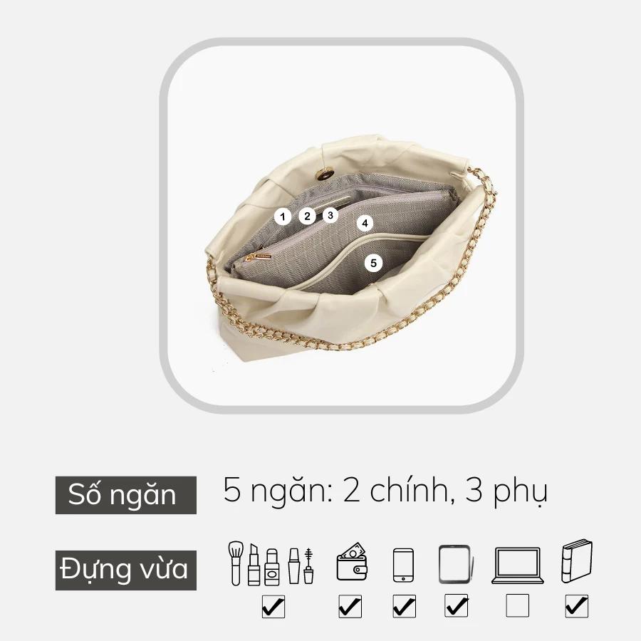 Túi xách nữ đẹp Micocah đeo vai dáng chain công sở nhiều ngăn cao cấp Tina Shop M525 FSH698
