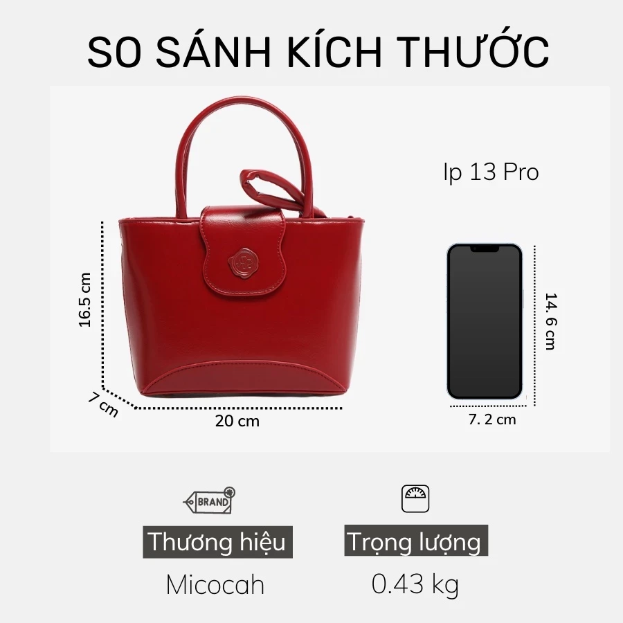 Túi đeo chéo nữ Micocah da trơn đi chơi mini đẹp Hàn Quốc cute Micocah Tina Shop M484 NSG657