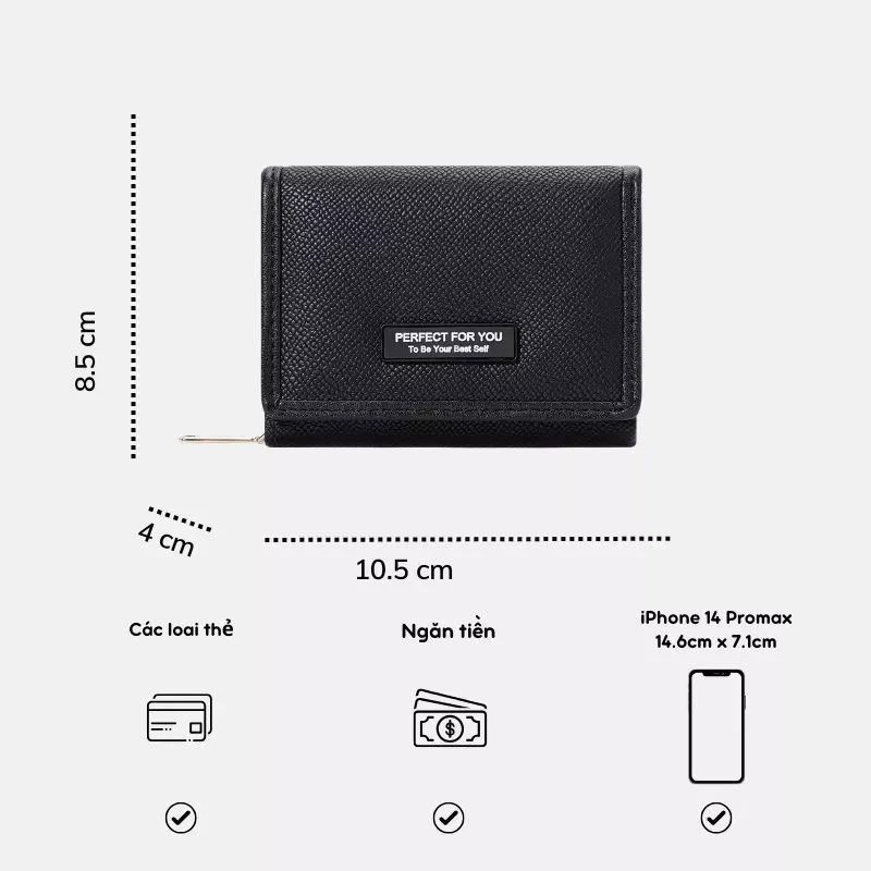Ví nữ PFY Luie mini dáng gập thanh lịch W255