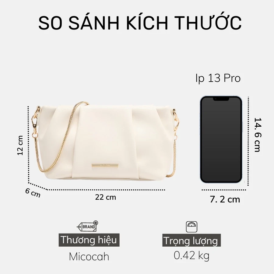 Túi Micocah cầm tay da nhún đeo chéo nữ đi chơi mini đẹp Hàn Quốc Tina Shop M497 NSG623