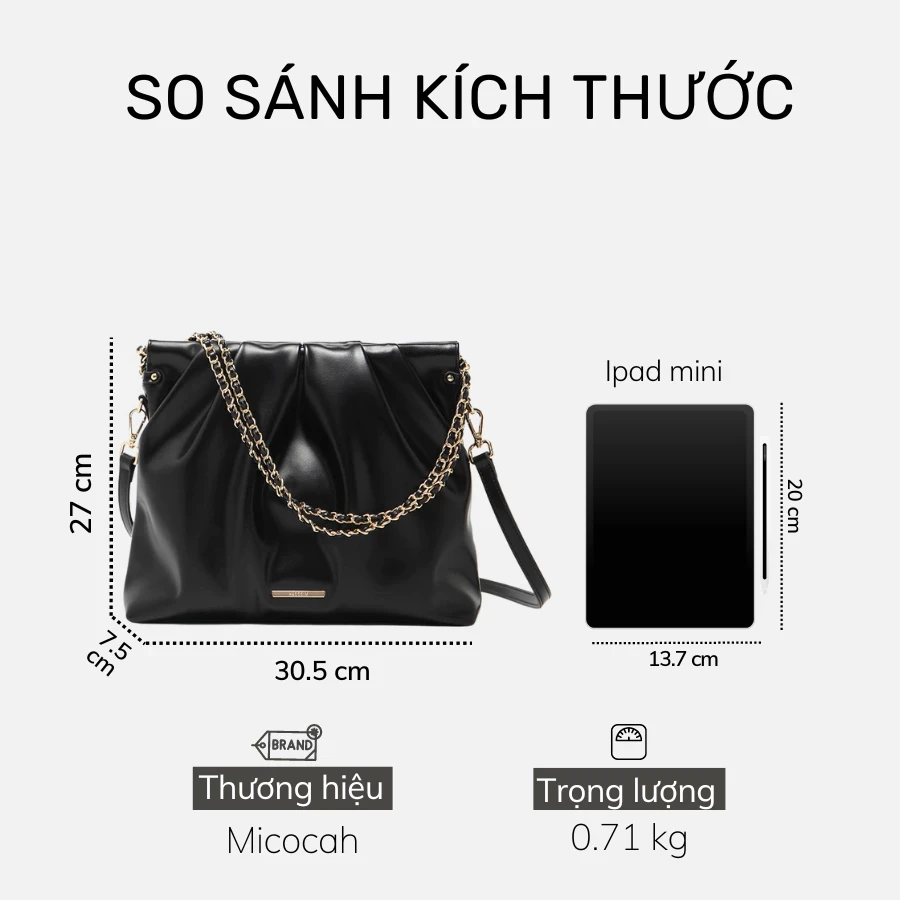Túi xách nữ đẹp Micocah đeo vai dáng chain công sở nhiều ngăn cao cấp Tina Shop M525 FSH698