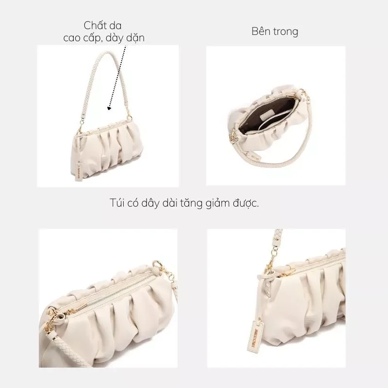 Túi nữ MICOCAH Valerie đeo vai nhún thanh lịch M626 TINA SHOP