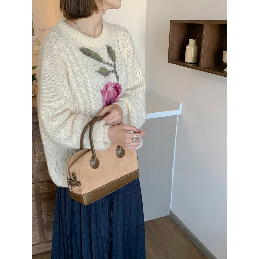 Túi nữ MICOCAH Latte cổ điển phối da lộn M621