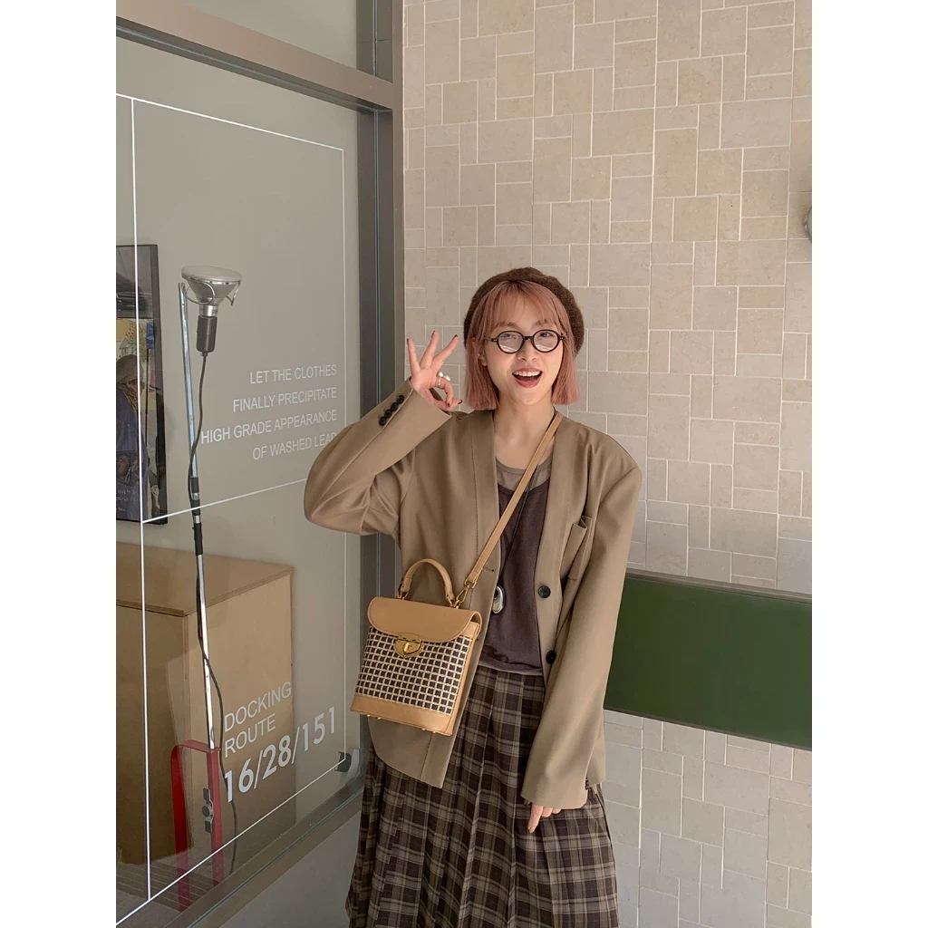 Túi nữ MICOCAH Hasel vintage phối màu cổ điển M604 TinaShop