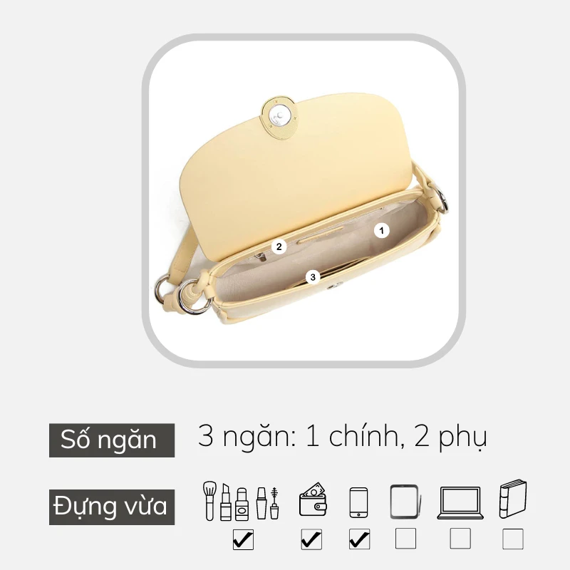 Túi xách nữ MICOCAH Chính Hãng Metamorphosis dáng đeo vai thanh lịch cao cấp M564