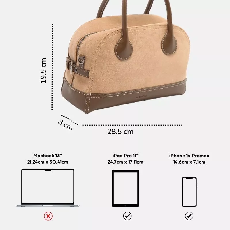 Túi nữ MICOCAH Latte cổ điển phối da lộn M621