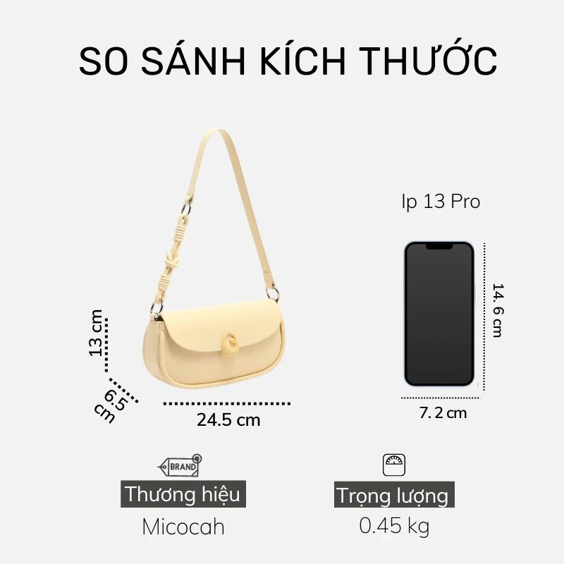 Túi xách nữ MICOCAH Chính Hãng Metamorphosis dáng đeo vai thanh lịch cao cấp M564