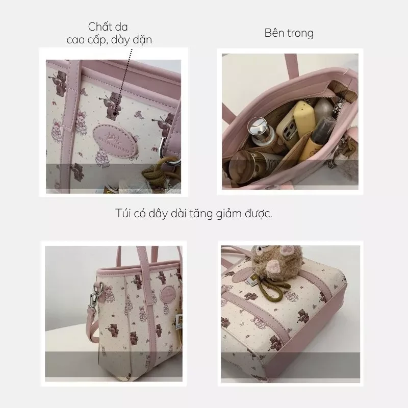 Túi nữ BEIBAOBAO Ember kèm charm gấu xinh dễ thương TX139 TINA SHOP