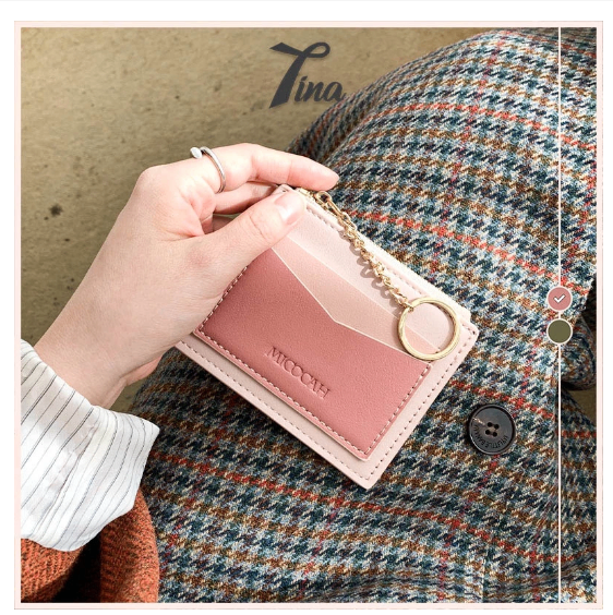 Ví da MICOCAH pu mỏng màu pastel thời trang Hàn Quốc đựng thẻ nữ atm card mini Tina Shop EL002