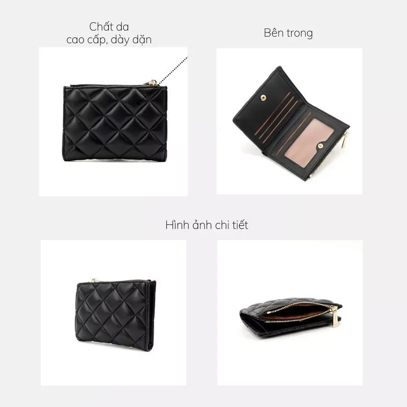 Ví nữ nhỏ FFY ô trám tối giản đựng tiền W247