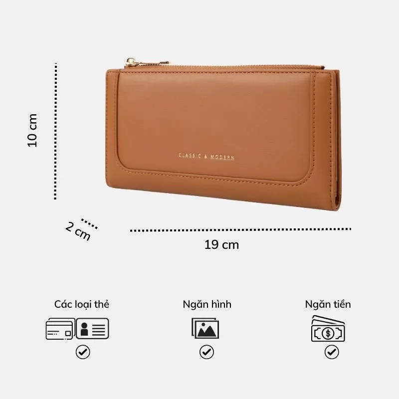 Ví nữ TAILIAN gập cầm tay thanh lịch da PU nhiều màu W264 Tina Shop