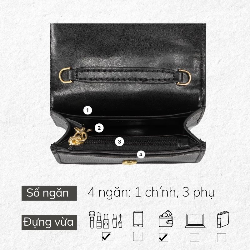 Ví nữ mini đựng thẻ card atm NUCELLE ô trám đeo chéo thời trang đẹp NJ068
