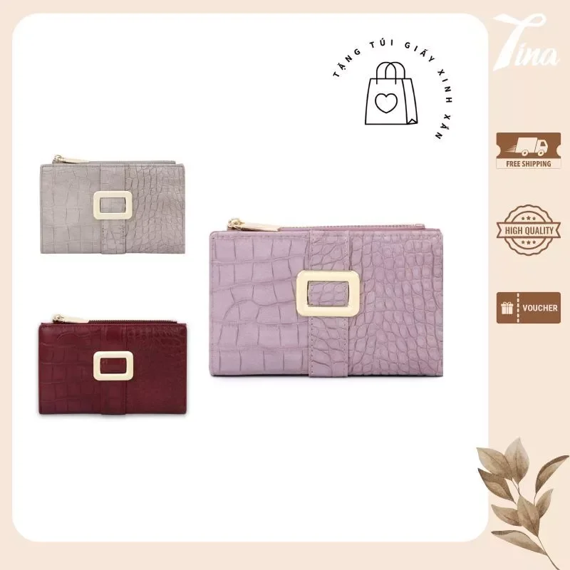 Ví nữ ngắn TAILIAN chính hãng dáng gập da bóng đẹp sang trọng phong cách công sở đựng thẻ tiền W229