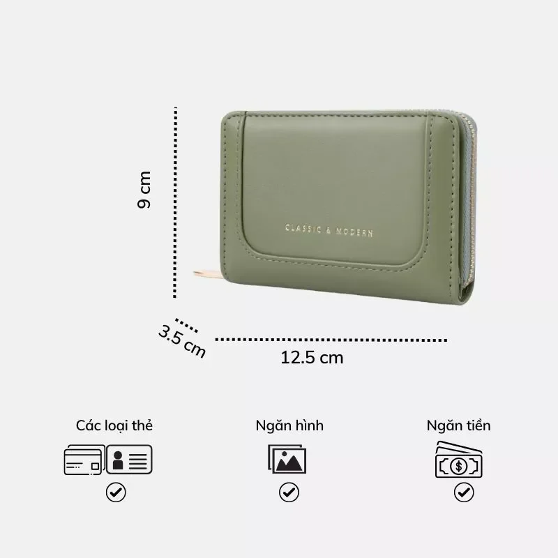 Ví nữ TAILIAN mini nhỏ xinh da PU nhiều màu W260