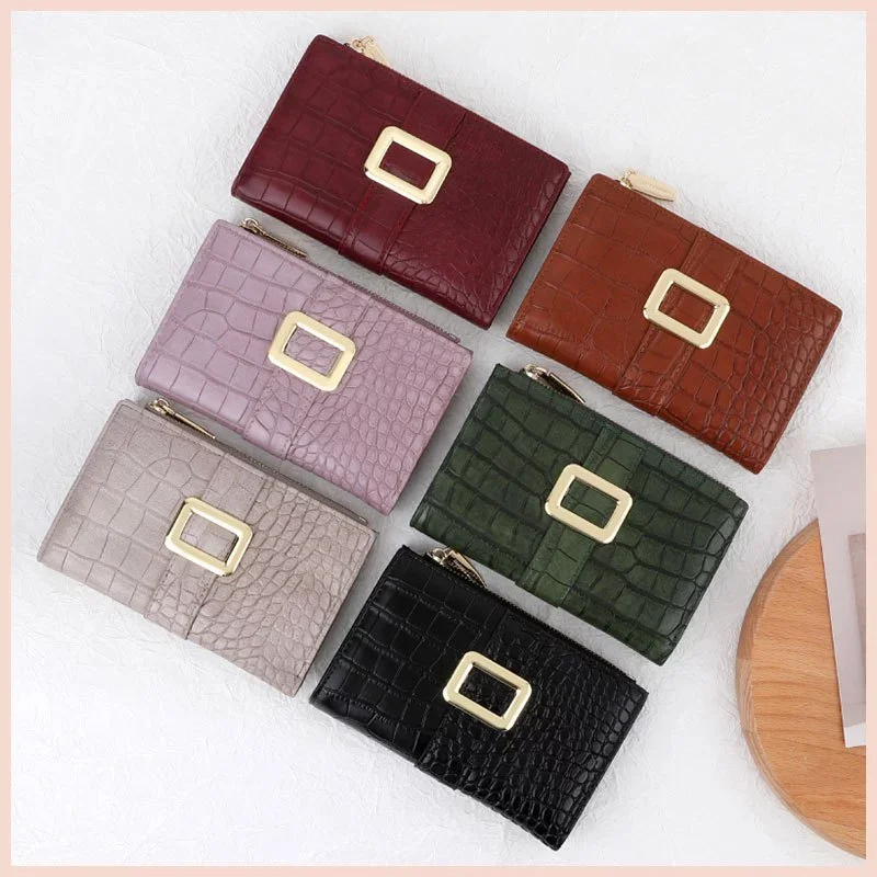 Ví nữ ngắn TAILIAN chính hãng dáng gập da bóng đẹp sang trọng phong cách công sở đựng thẻ tiền W229