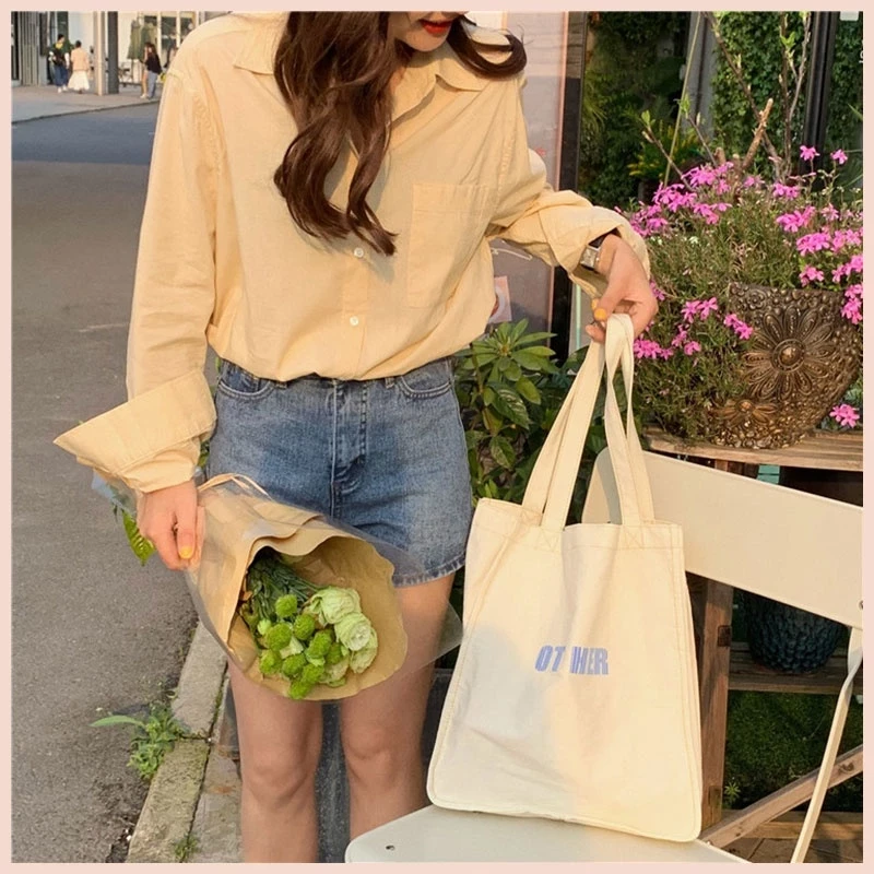 Túi tote vải đi học nữ canvas học sinh sinh viên giá rẻ đựng tập vở Tina shop TX035 - Như hình