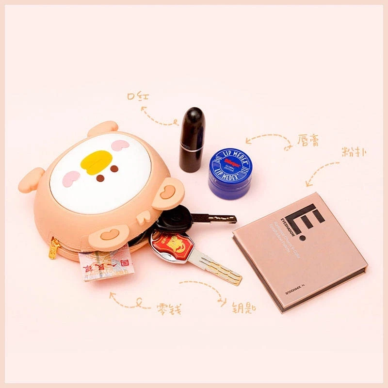 Túi ví mini hoạt hình dễ thương đựng tiền lẻ tai nghe chất liệu silicon mềm kèm dây đeo MINI003