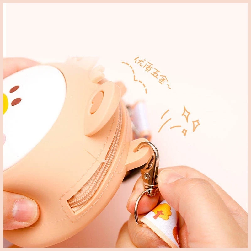 Túi ví mini hoạt hình dễ thương đựng tiền lẻ tai nghe chất liệu silicon mềm kèm dây đeo MINI003