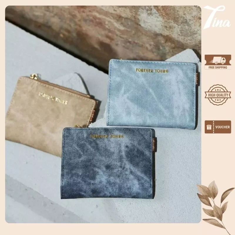 Ví Nữ Ngắn Mini FFY Cầm Tay Đựng Tiền Giả Jean hoạ tiết Cao Cấp W220