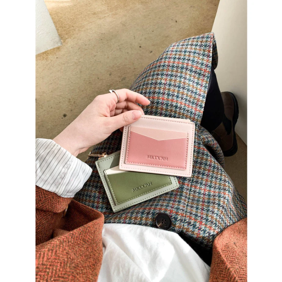 Ví da MICOCAH pu mỏng màu pastel thời trang Hàn Quốc đựng thẻ nữ atm card mini Tina Shop EL002