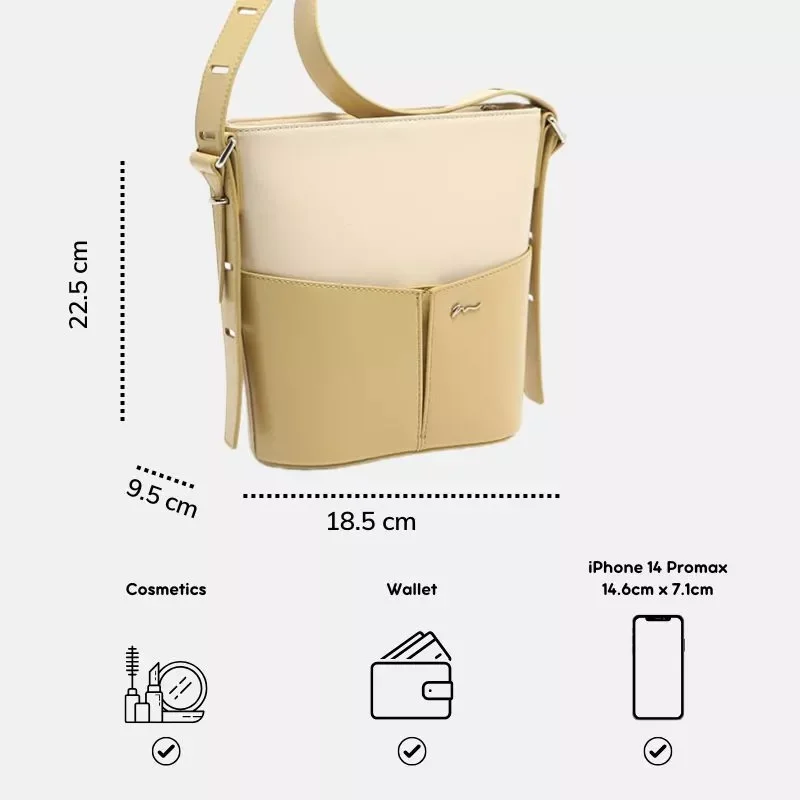 Túi đeo chéo MICOCAH Happi phối màu với túi đôi da trơn đi học đi làm M562 Tina Shop