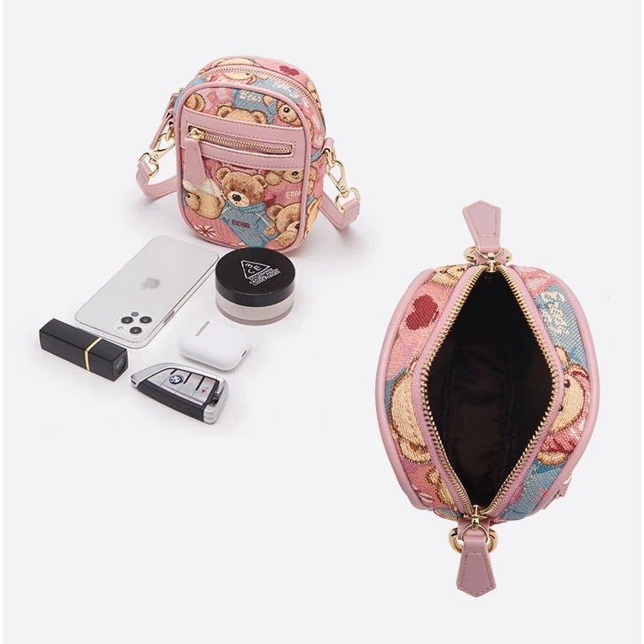 Túi đeo chéo nữ vải gấu ERANGBEAR đi chơi cute Hàn Quốc đẹp mini Tina Shop EB018