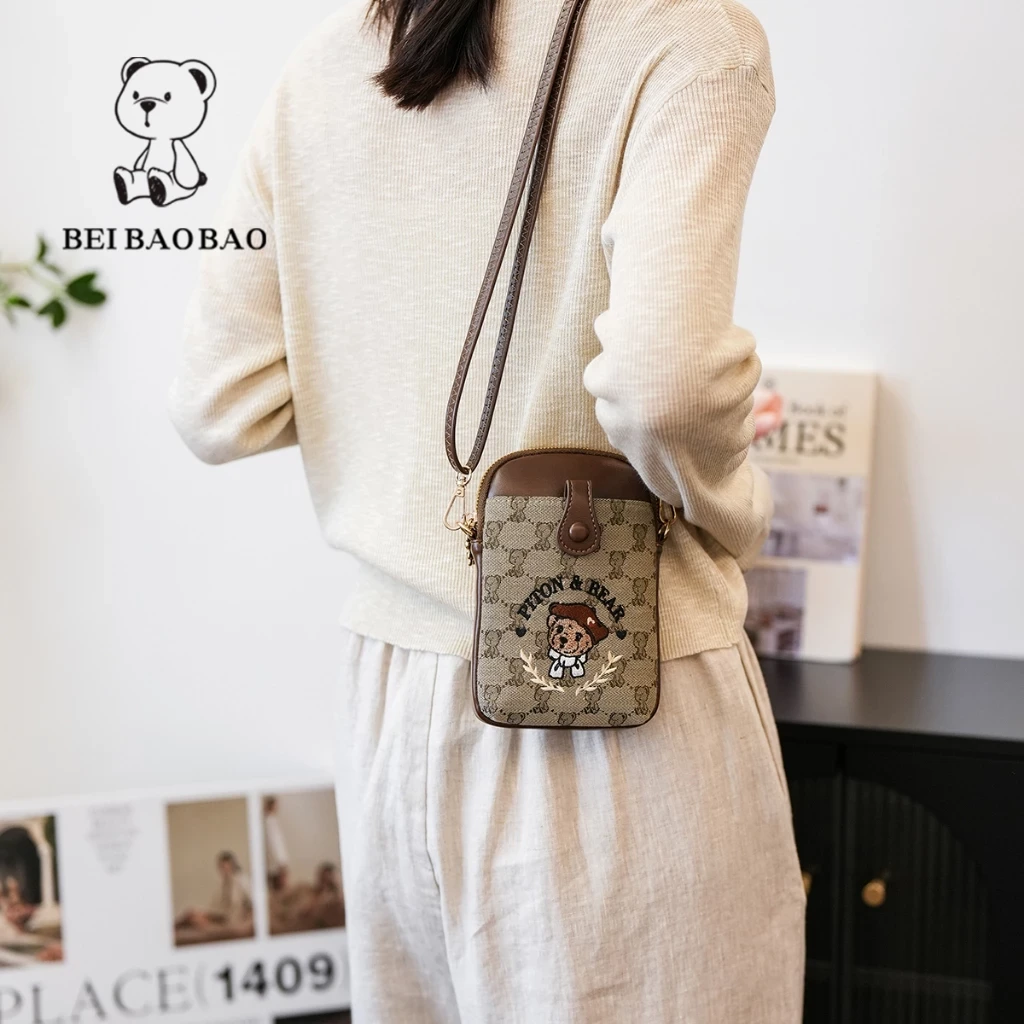 Túi nữ BEIBAOBAO hoạ tiết Gấu dễ thương nhiều màu nhiều ngăn TX099