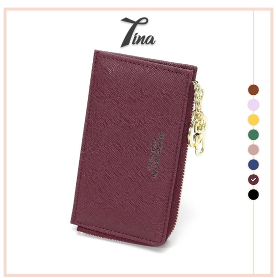 Ví nữ mini cầm tay Weichen đựng tiền thẻ card có móc khoá đẹp cao cấp Tina Shop W184