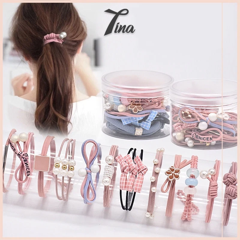 Hộp thun cột tóc Hàn Quốc dễ thương bộ 12 cái TINA SHOP PK444