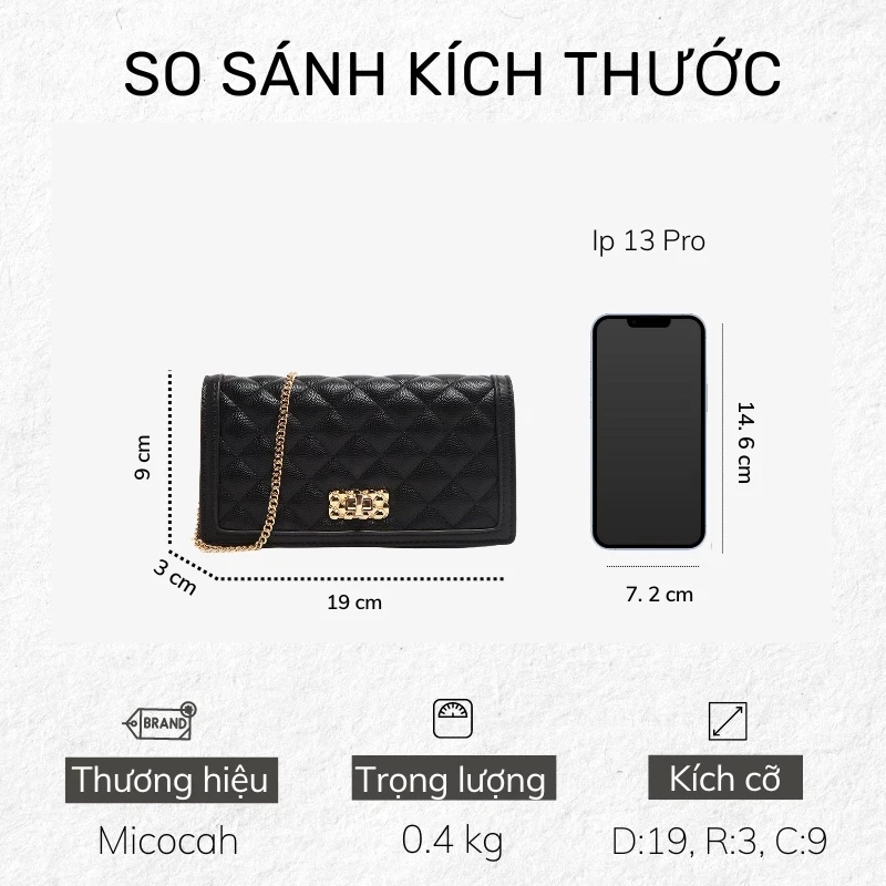 Túi đeo chéo nữ Micocah ô trám đi chơi đẹp sang trọng Micocah Hàn Quốc mini Tina Shop EL009