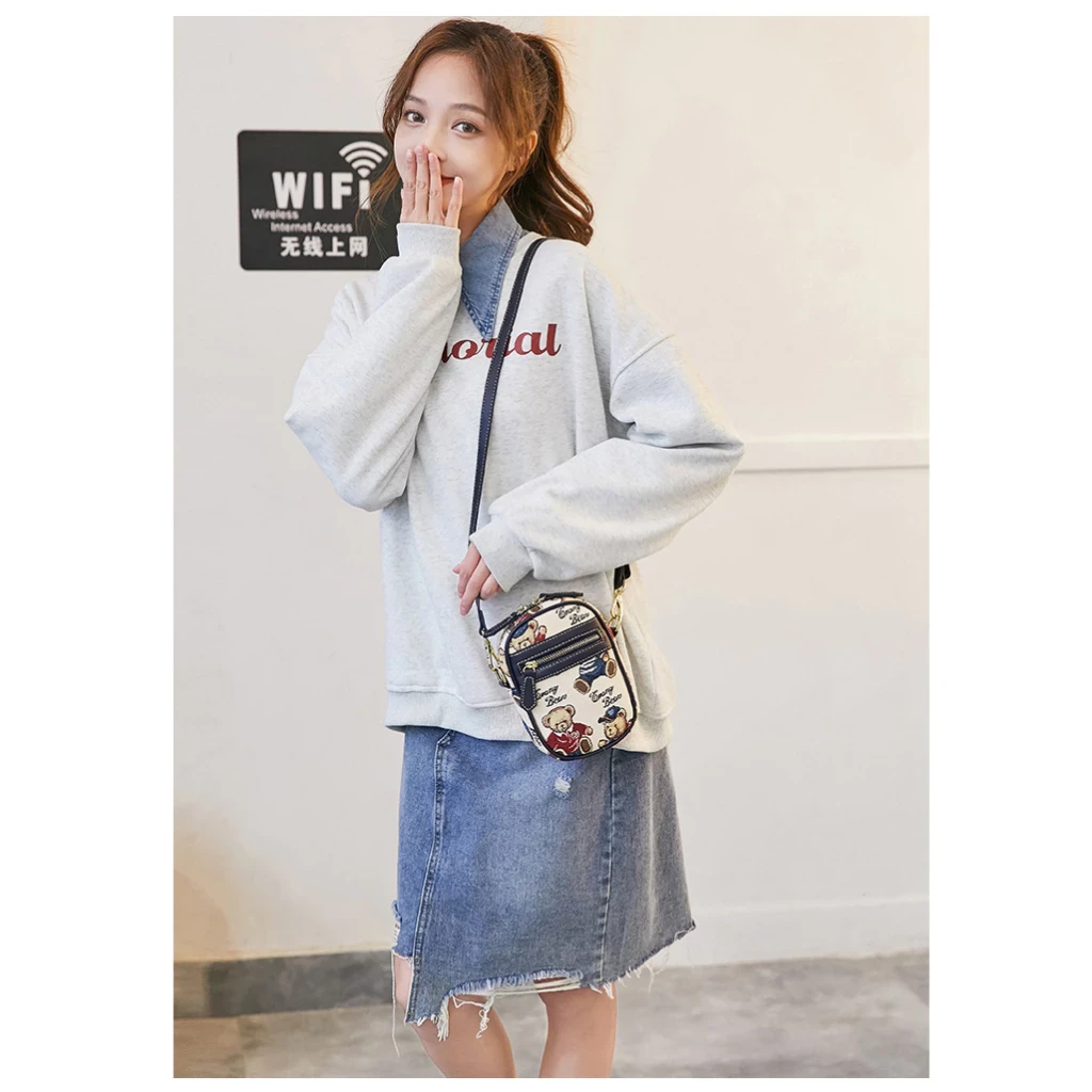 Túi đeo chéo nữ vải gấu ERANGBEAR đi chơi cute Hàn Quốc đẹp mini Tina Shop EB018