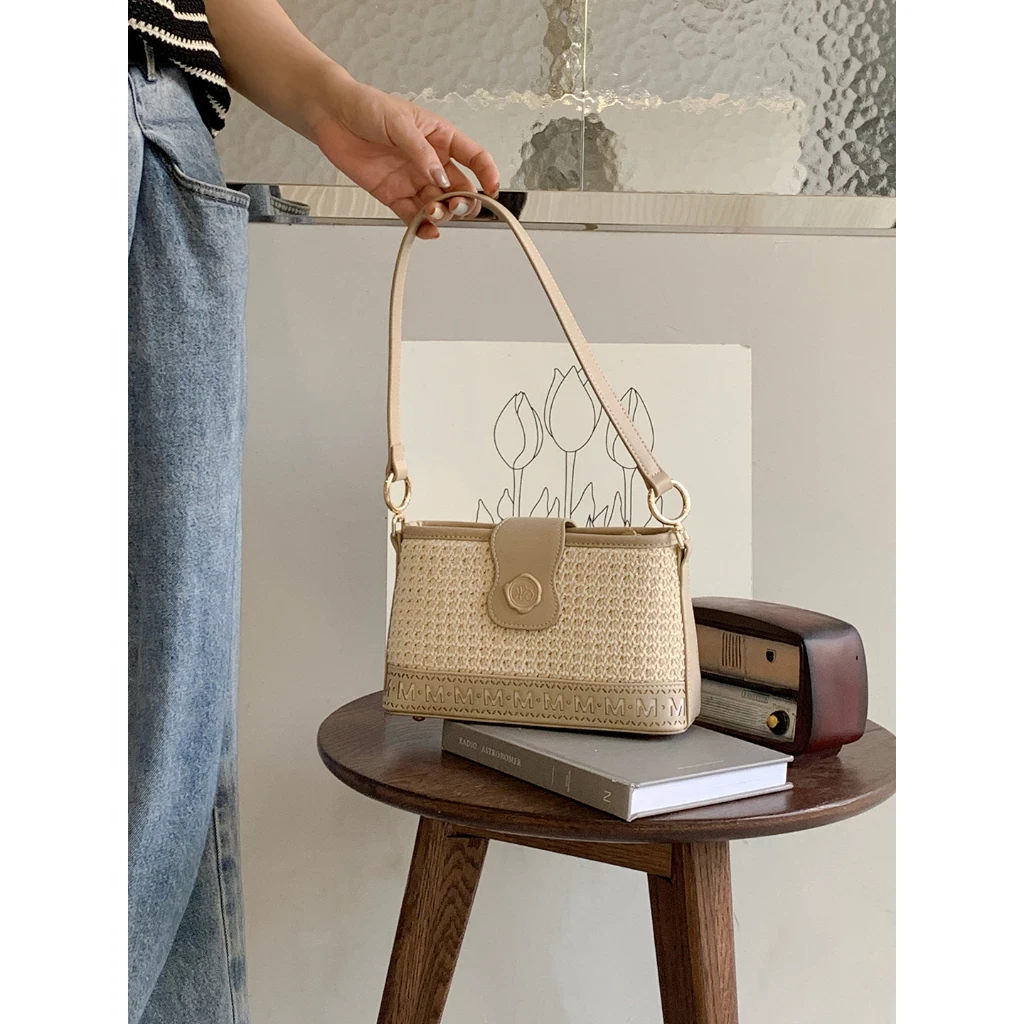Túi đeo chéo nữ đi chơi cute Micocah chất cói phối da đẹp mini Hàn Quốc Tina Shop M523 NSH702