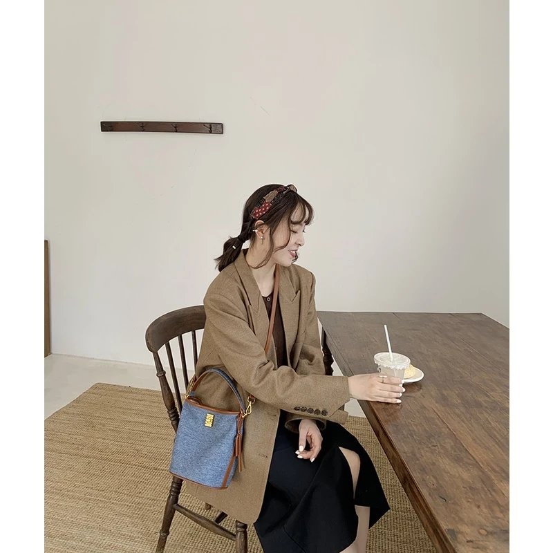 Túi nữ Micocah Soda màu giả jean đi chơi Hàn Quốc M495 Tina Shop - Xanh giả denim